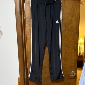Adidas Men's Black Joggers with White Stripes
